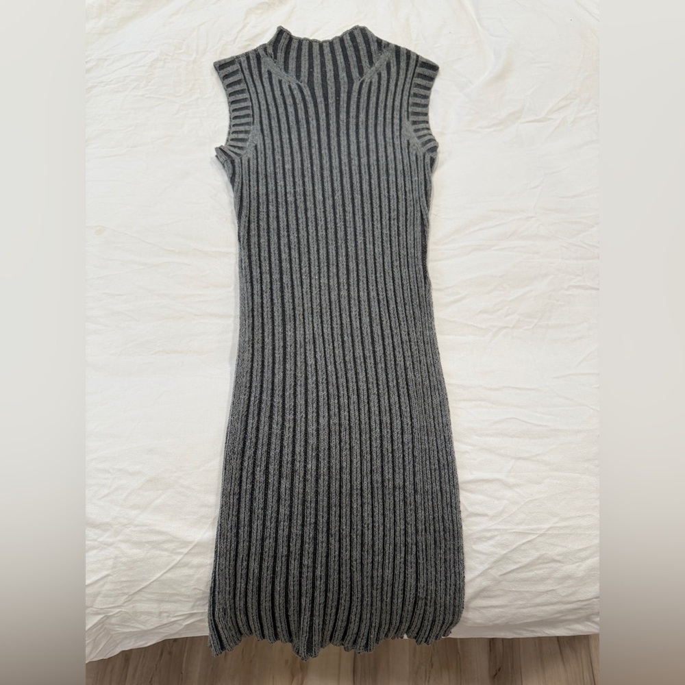 Express Gray Ribbed Asymmetrical Sleeveless Sweater Top